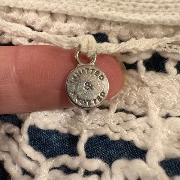 Anthropologie Knitted and Knotted open sweater vest crochet top cream S - Picture 3 of 5